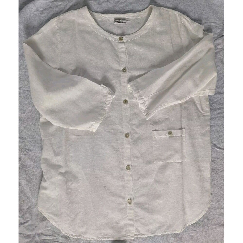 Hot Cotton Lagenlook Outfit Tunic Top & Pants White Set 3/4 Sleeve Size XL - Picture 2 of 11